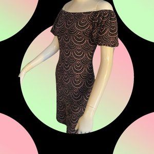 💰 5 FOR $40/ ERIN BLAIR Off-the-Shoulder Dress - Metallic Pink (Sz SM) (EUC)